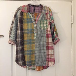 Sacred Threads patchwork plaid cotton shirt